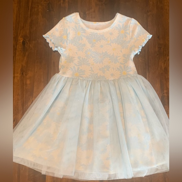 🌟EUC Toddler🌼Daisy Print/Light Blue Tulle Dress Sz 4T - Picture 3 of 12